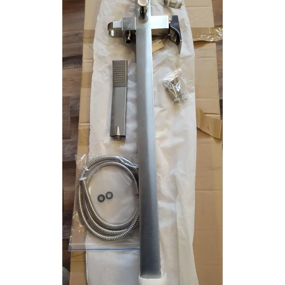 ALFI brand AB2180 Single Lever Floor Mounted Tub Filler Mixer Brushed Nickel